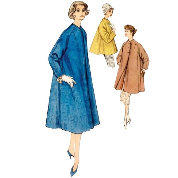Simplicity Pattern 9847 50s Vintage Coat Three Lengths Sizes 8-16 Retro New - Picture 3 of 6
